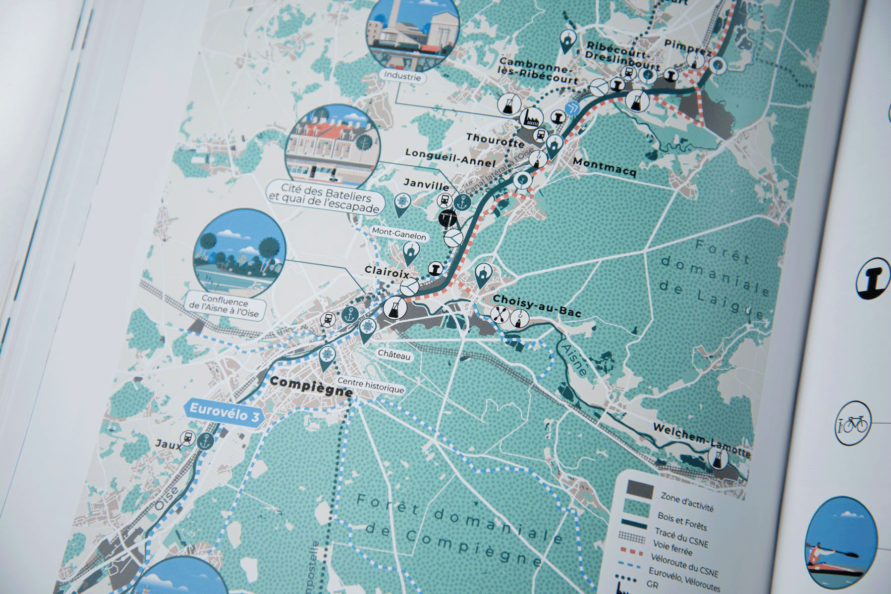 Illustrated map of the Canal Seine-Nord Europe by Atelier Cartographik